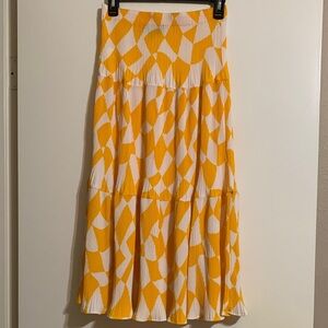 Yellow and White Geometric Women's Skirt